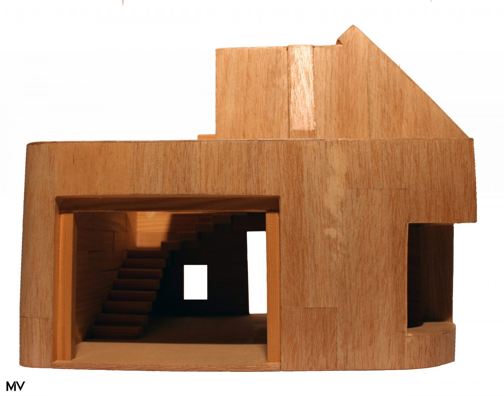 Villa Savoye – Maquette par blocs, étude de chantier structure et volume, réalisée en bois.